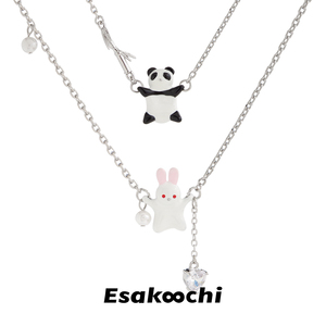 Esakoochi救救动物园系列~大熊猫小白兔吊坠项链搞怪可爱锁骨链