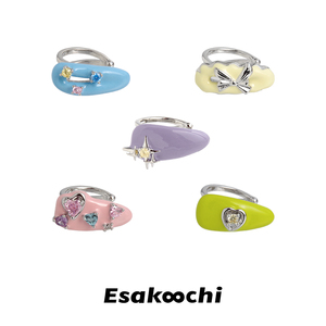 Esakoochi童趣系列~可爱发卡耳骨夹蓝白粉绿彩色耳饰无耳洞耳夹女