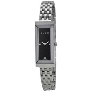 Gucci 古驰正品手表简约新款黑银色小表盘方形钢带女表 YA127504