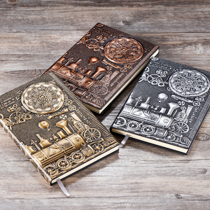 蒸汽火车朋克个性日记本欧式复古浮雕笔记本册子创意皮革面手札