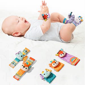 Sozzy宝宝响铃玩具婴儿手腕带袜子手表带装饰婴儿玩具0-6-1岁益智