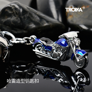 Troika钥匙扣男 个性创意挂件简约摩托车钥匙链不锈钢机车钥匙扣