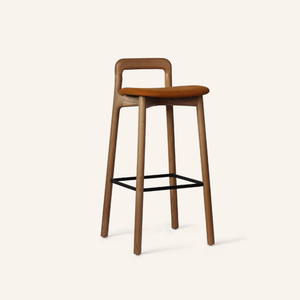 中古吧台椅北欧侘寂风意式新中式实木靠背家用轻奢简约现代餐吧椅
