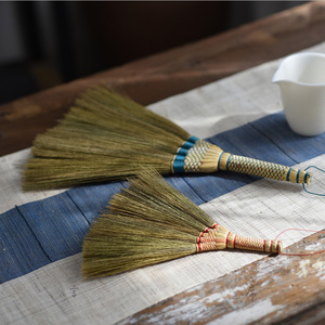 精致手工编织棕色芒草小扫把泡茶叶桌面扫帚芦苇笤帚端午除尘茶扫