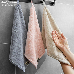 厨房擦手巾挂式超强吸水加厚洗手间浴室卫生间珊瑚绒擦手毛巾抹布