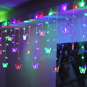 定制创意LED蝴蝶彩灯星星窗帘闪灯串网红摄影房间氛围挂灯装饰灯3