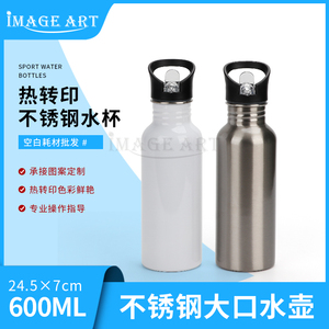 热转印不锈钢杯600ML空白涂层不锈钢大口水壶个性DIY影像杯带吸嘴