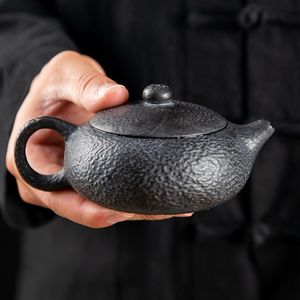 天然冰碛岩茶壶中式工坊纯手工薄胎泡红茶石头耐高温单壶扁西施壶