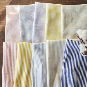 日本进口KOKKA有机双层纱透气条纹舒适花面料手工DIY天然环保布料