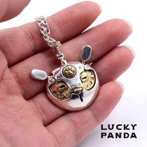 LUCKY PANDA赛博朋克大熊猫项链潮酷熊猫机械原创设计银饰
