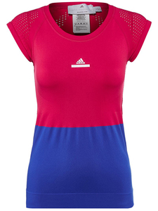 海淘ADIDAS阿迪红色训练上衣STELLA系列女士运动服T恤网球短袖