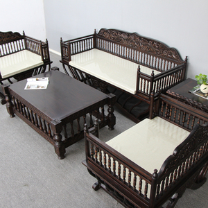 东南亚风格客厅家具组合CH395泰式实木客厅沙发角几茶几成套组合