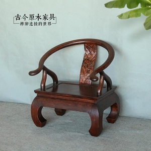 中式仿古实木茶椅围椅古今原木家具CH211老榆木客厅单人沙发圈椅
