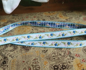 日单 bjd 娃衣 维多利亚风 刺绣 织带 淡蓝色 小蔷薇 丝带 1cm2米