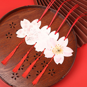 中国风许愿小吊牌春节挂件贺卡新年发财树装饰红绳流苏复古禅意卡