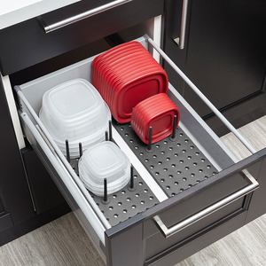 umbra深抽屉收纳分隔器厨房隔板可伸缩橱柜分格塑料挡板自由组合