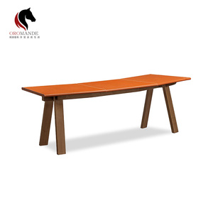 意式马鞍皮书桌 Metiers异形设计极简实木办公桌高级感老板写字桌