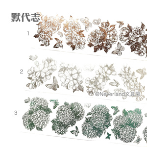 分装 默代志花绽花绊和纸胶带 日日樱玫瑰花绣球 极光蓝烫金烫银