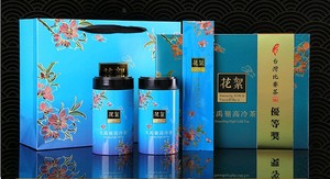 2023新款台湾高山茶包装盒花絮大禹岭礼盒2铁罐可装300克茶配手袋