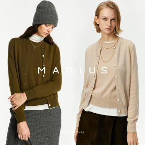 MARIUS | 阿尔巴斯羊绒混羊毛工艺圆领毛绒小开衫/背心秋冬