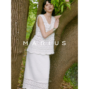 MARIUS | “Daisy”假日度假风情针织套装清凉羽毛纱背心半身裙