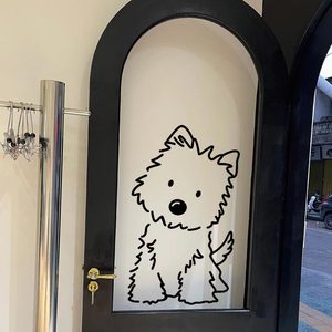 可爱动物狗玻璃门窗角落装饰画贴纸创意卡通推拉门橱窗防撞幼儿园