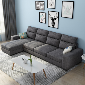 沙发小户型北欧现代简约乳胶三四人位直排一字整装科技布免洗沙发