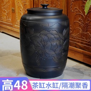 云南建水紫陶茶叶罐密封陶瓷茶缸大容量紫砂茶罐大号水缸米缸家用