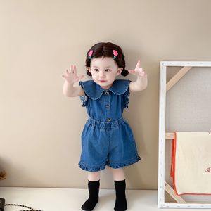 女宝宝夏季套装韩版女童短袖上衣一岁半婴儿衣服洋气牛仔两件套