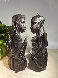 新品限量非洲木雕乌木雕刻马赛人像雕挂件家居民宿红木壁挂肯尼亚