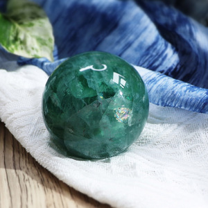 水晶之音天然绿萤石荧石莹石水晶球摆件绿莹石对应眉心重轮送底座