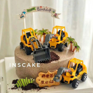 蛋糕烘焙甜品台装饰摆件挖掘机挖土机压路塑料勾机工程车儿童玩具
