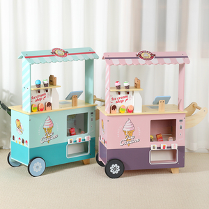 儿童制作做冰淇淋店雪糕贩卖车售货铺售卖车小摊女孩过家家玩具