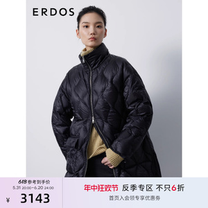 ERDOS 黑色90%白鹅绒短款羽绒服女秋冬季立领工装风厚款外套