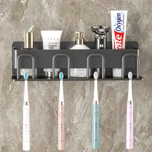 牙刷置物架壁挂免打孔电动牙刷收纳架牙具座卫生间牙膏漱口杯架子