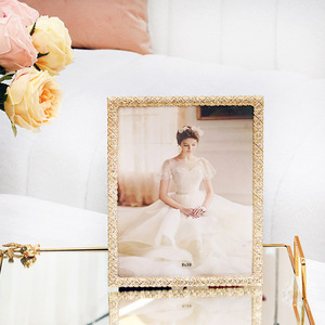 费灵家居金色水钻轻奢相框 婚纱照片框客厅卧室金属美式摆件摆台