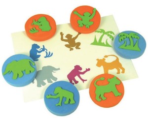 EVA手掌印-丛林动物印章幼儿园教具儿童DIY绘画玩具印章海棉刷