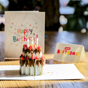 生日贺卡立体高级感快乐创意3d蛋糕手写字di手工员工定制小卡片