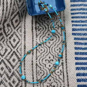 原创设计帝王松石锁骨项链手工串珠百搭叠戴款项链两件套饰品