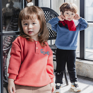 贝贝祖bebezoo韩国童装冬新款儿童加绒卫衣加厚保暖百搭加绒卫衣