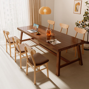 餐桌家用小户型饭桌北欧实木腿长方形餐桌椅组合简约客厅洽谈桌子