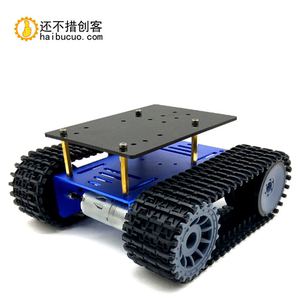 T10P履带式底盘 智能小车 坦克车机器人模型 橡胶履带  黑色支架