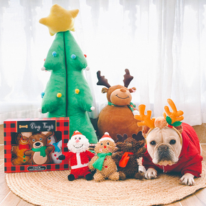 贵为狗狗玩具大礼包圣诞礼盒套装卡通发声平面毛绒宠物玩具用品