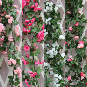 仿真玫瑰花藤条花串假塑料装饰藤蔓绿树叶子壁挂植物吊空调管道顶