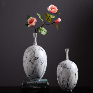北欧风陶瓷大理石纹饰花瓶餐桌上的装饰摆件轻奢家居客厅创意摆设