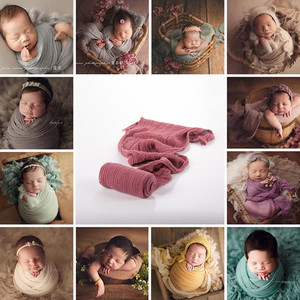 新款影楼婴儿童摄影服装新生儿满月百天宝宝拍照裹布裹纱造型服饰