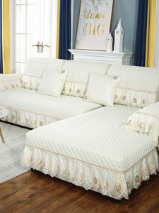 欧式棉麻沙发垫四季通用防滑轻奢风白色皮沙发套罩三坐一贵妃定做