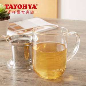 多样屋明雅不锈钢玻璃茶隔杯耐高温透明水杯茶杯商务杯