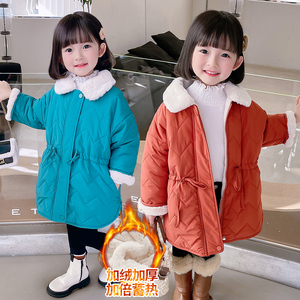 女宝宝新款冬装2021女童洋气加绒加厚棉衣1-5岁小童4时髦冬季外套