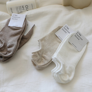 韩国纯色透气薄棉纯色防滑隐形袜白色米色黑色短袜船袜女袜